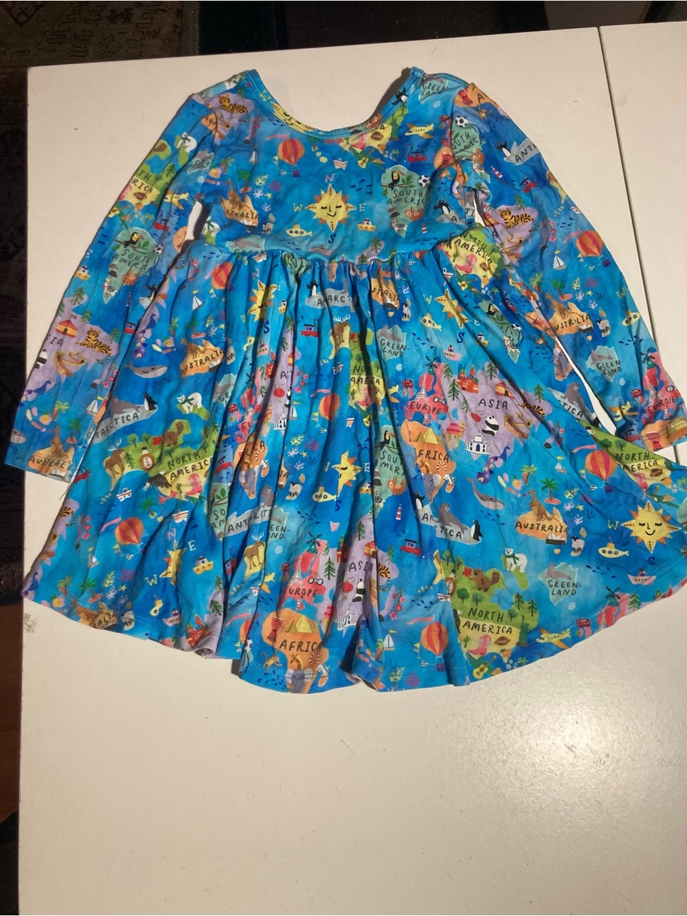 Play by Little Sleepies Around the World Twirl Dress Pockets Soft Bamboo Size 3T